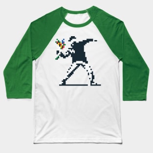 Flower Thrower Pixel Baseball T-Shirt